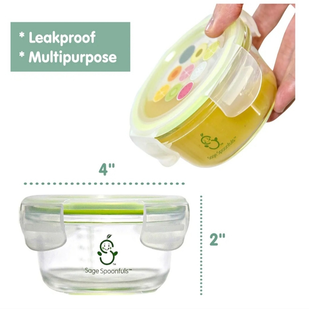 Sage Spoonfuls Glass Baby Food Containers with Lids, 4 Pack, 7 oz Baby Food Jars - Picture 2 of 10